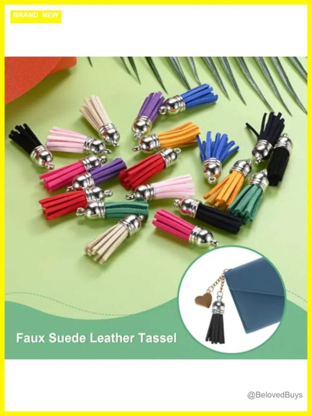 50-Pack Faux Suede Tassel Keychain Charms for DIY Jewelry Making